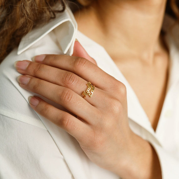 Personalized Couple Name Ring - Adjustable