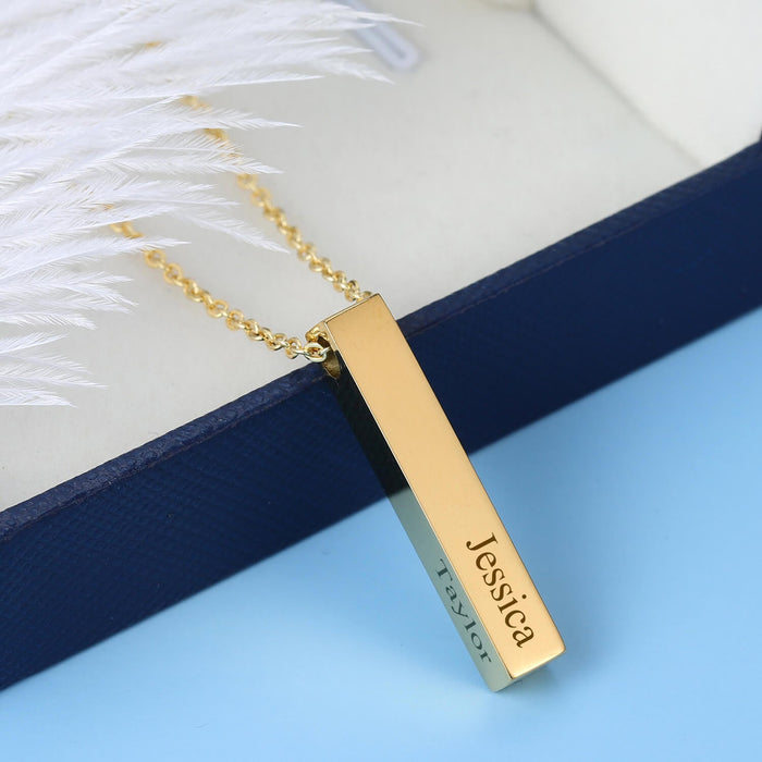 Personalized Cube Vertical Bar Name Necklace